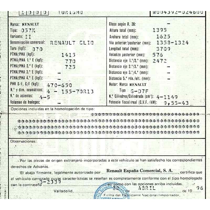 renault clio i fase i+ii (b/c57) del año 1996