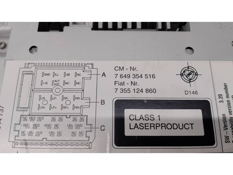 Recambio de sistema audio / radio cd para fiat doblo cargo 1.6 jtdm 16v cat referencia OEM IAM 7355124860  
