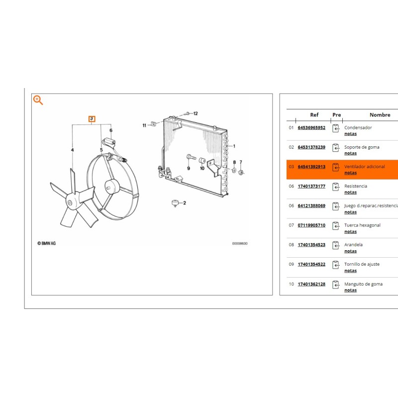 Recambio de electroventilador para bmw serie 5 berlina (e34) 520i (110kw) referencia OEM IAM 64541392913 64541392913 