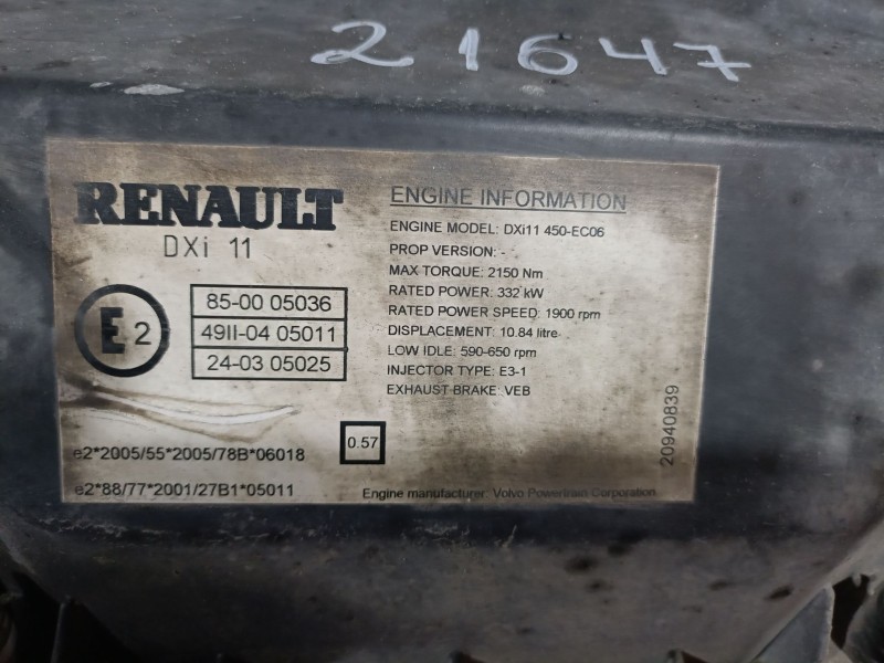 Recambio de motor completo para renault premium distribution referencia OEM IAM DXI11450 7485000981 7421179092