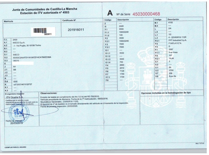 iveco daily vi furgoneta del año 2016