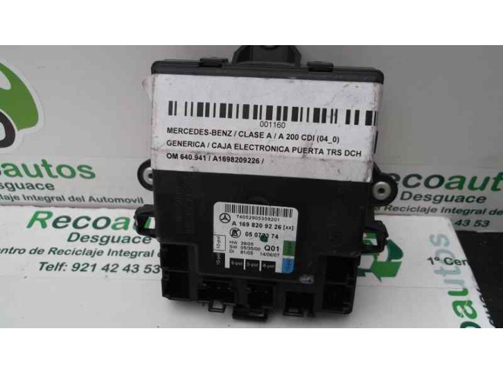 Recambio de caja electronica para mercedes-benz clase a (w169) 2.0 cdi cat referencia OEM IAM A169820926 CAJA ELECTRONICA PUERTA
