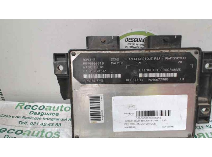 Recambio de centralita motor uce para citroën xsara berlina 1.9 diesel referencia OEM IAM 9646677980 R0408003310B LUCAS