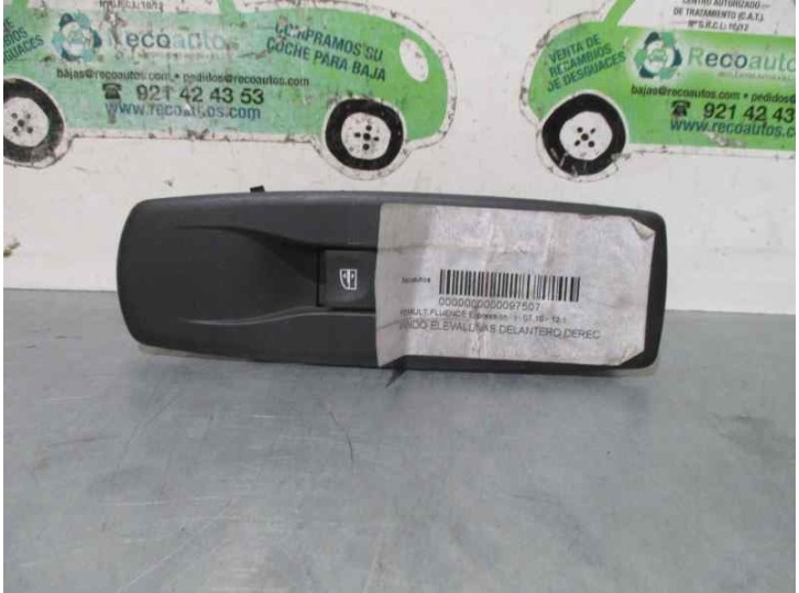 Recambio de mando elevalunas delantero derecho para renault fluence expression referencia OEM IAM 809600750R  