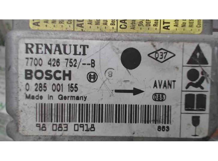 Recambio de centralita airbag para renault clio ii fase i (b/cbo) 1.4 rt b/cboc referencia OEM IAM 7700426752B 0285001155 BOSCH