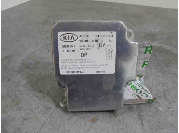 Recambio de centralita airbag para kia sorento 2.4 16v cat referencia OEM IAM 959103E100 5WK43062 SIEMENS