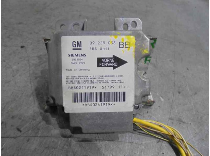 Recambio de centralita airbag para opel corsa b city referencia OEM IAM 09229038 5WK42924 SIEMENS