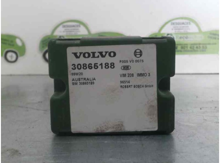 Recambio de centralita inmovilizador para volvo s40 berlina 1.8i referencia OEM IAM 30865188 F005V00075 BOSCH