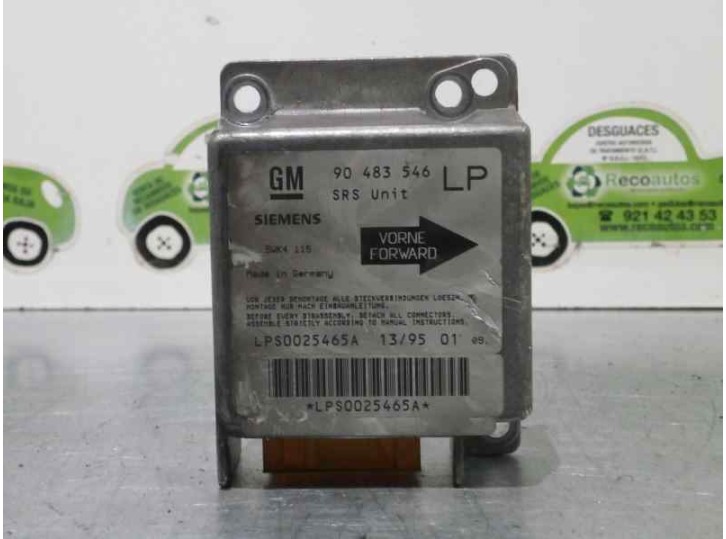 Recambio de centralita airbag para opel tigra 1.4 16v referencia OEM IAM 90483546 5WK4115 SIEMENS