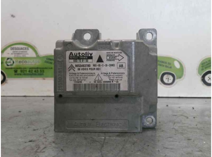 Recambio de centralita airbag para citroën c4 berlina premier referencia OEM IAM 9653493780 603726100 AUTOLIV