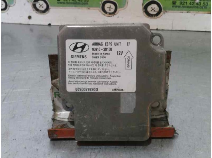 Recambio de centralita airbag para hyundai sonata (y2) 2.0 cat referencia OEM IAM 959103D100 5WK43066 SIEMENS