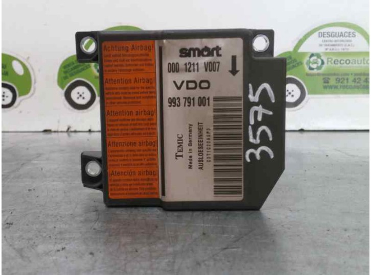 Recambio de centralita airbag para smart coupe 0.8 cdi cat referencia OEM IAM 0001211V007 993791001 TEMIC