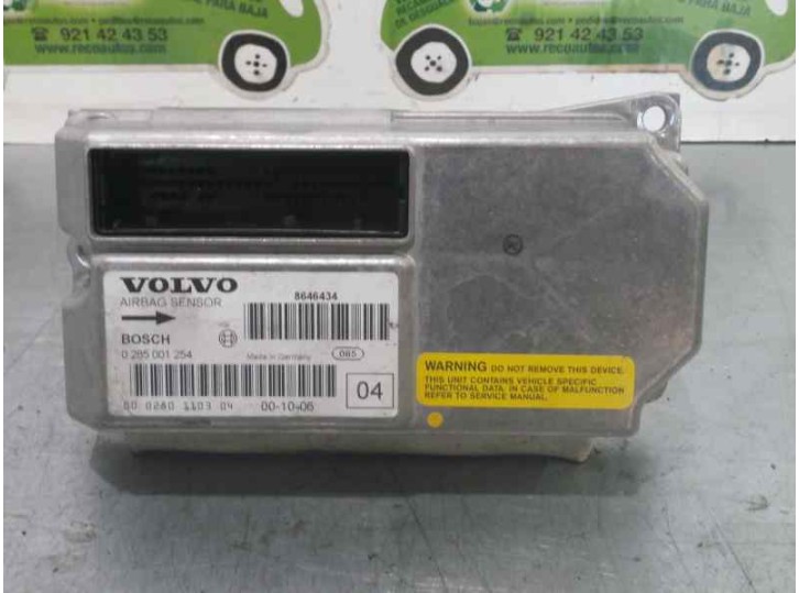 Recambio de centralita airbag para volvo xc70 2.4 20v turbo cat referencia OEM IAM 8646434 0285001254 BOSCH