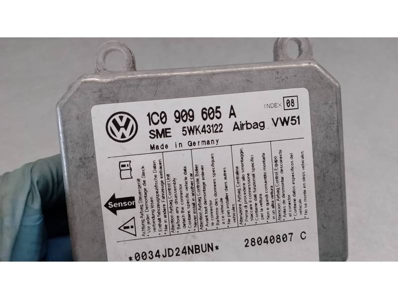 Recambio de centralita airbag para seat leon (1m1) 1.9 tdi referencia OEM IAM 1C0909605A 5WK43122 SME