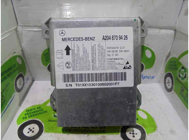 Recambio de centralita airbag para mercedes-benz clase c (w204) berlina 2.2 cdi cat referencia OEM IAM A2048709426 5WK44318 