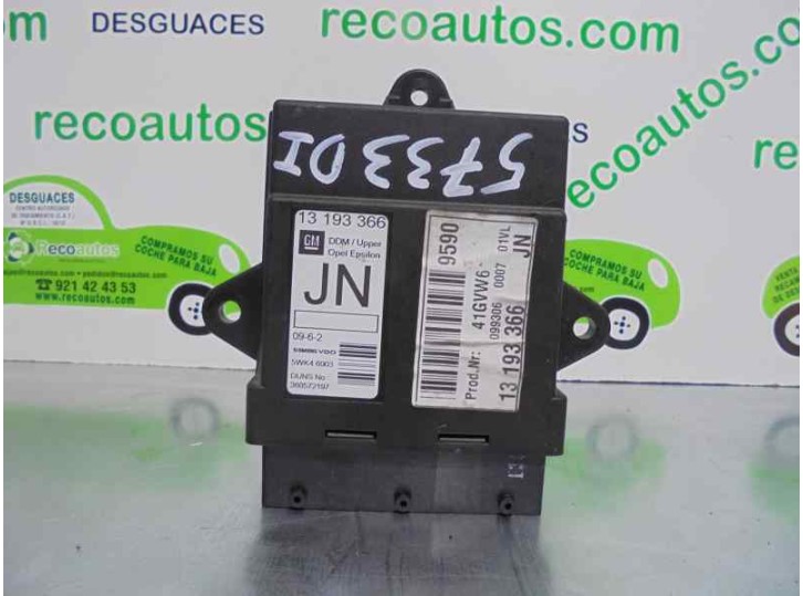 Recambio de centralita cierre para opel signum 1.9 16v cdti cat (z 19 dth / lrd) referencia OEM IAM 13193366 5WK46003 SIEMENS