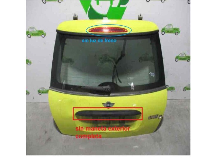 Recambio de porton trasero para mini r50 , r53 16v turbodiesel cat referencia OEM IAM AMARILLO 3 PUERTAS