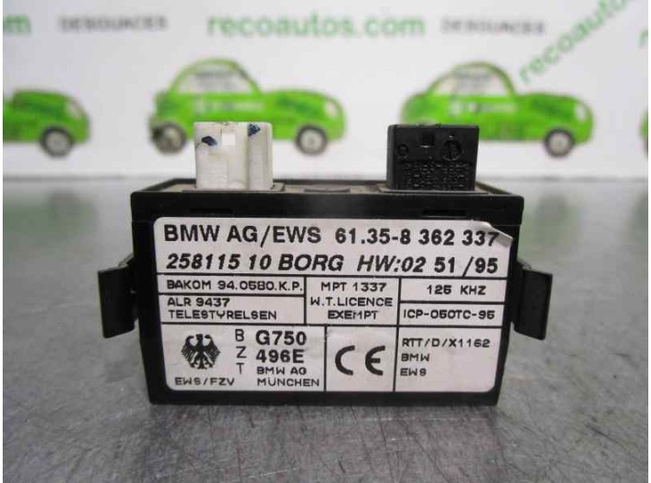 Recambio de centralita inmovilizador para bmw serie 5 berlina (e39) 523i referencia OEM IAM 61358362337 25811510 BORG