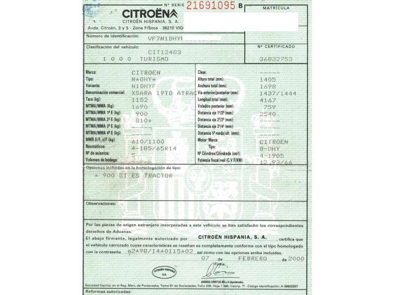 citroën xsara berlina del año 2000