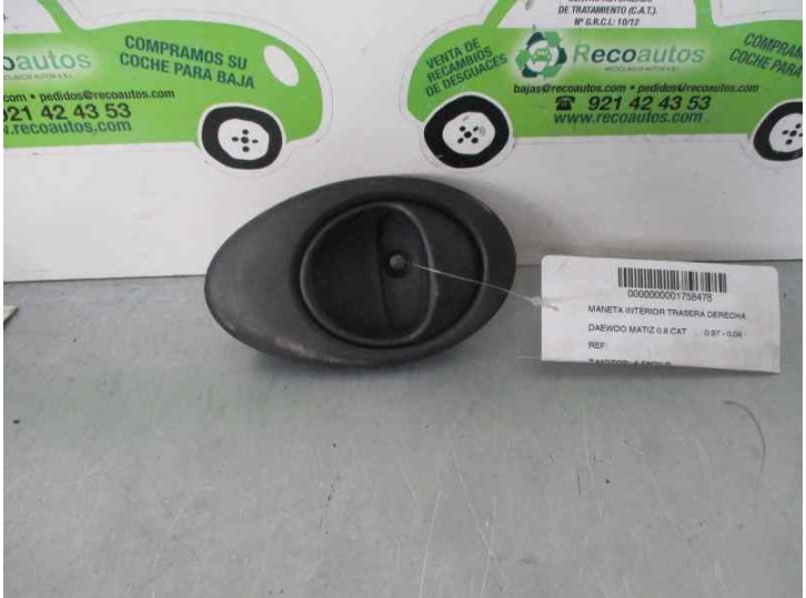 Recambio de maneta interior trasera derecha para daewoo matiz 0.8 cat referencia OEM IAM 96563305  