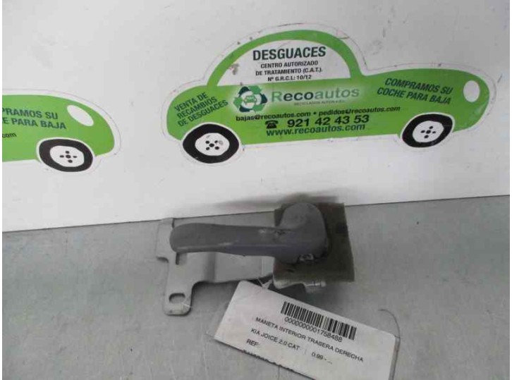 Replacement rear right interior door handle for Kia Joice 2.0 cat OEM IAM reference 82620M3000LT 5 DOORS