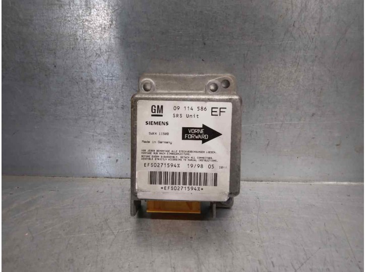 Recambio de centralita airbag para opel tigra 1.6 16v referencia OEM IAM 09114586 5WK41150B SIEMENS