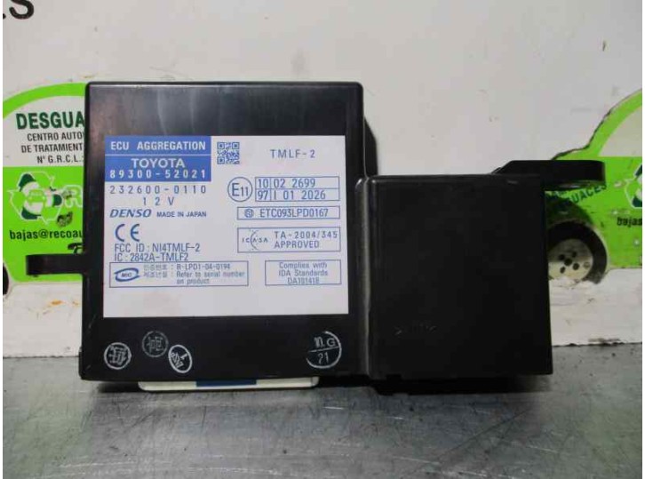 Recambio de modulo electronico para toyota yaris (_p9_) 1.3 vvt-i (scp90_) referencia OEM IAM 8930052021 2326000110 DENSO