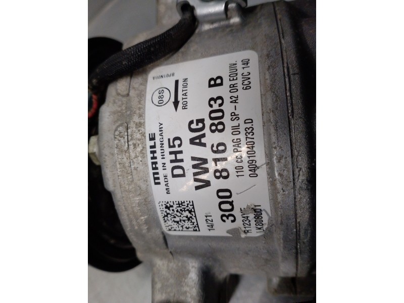 Recambio de compresor aire acondicionado para seat ateca (5fp) referencia OEM IAM 3Q0816803B 04091040733D MAHLE