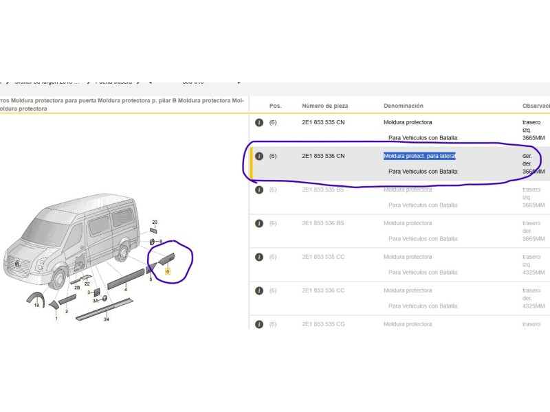 Recambio de molduras traseras para volkswagen crafter caja/chasis (sz_) 2.0 tdi referencia OEM IAM A9066902882 2E1853536CN 