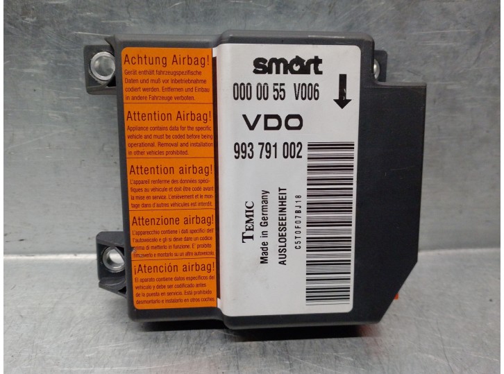 Recambio de centralita airbag para smart micro compact car 0.6 referencia OEM IAM 0000055V008 993791002 TEMIC VDO