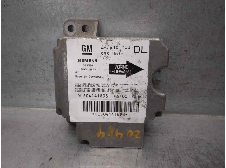 Recambio de centralita airbag para opel astra g berlina 1.4 (90 cv / 66 kw) [z14xe] gasolina referencia OEM IAM 4416703 5WK42977