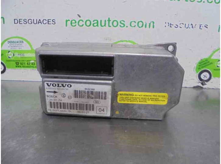 Recambio de centralita airbag para volvo s80 berlina 2.4 cat referencia OEM IAM 8622368 0285001254 BOSCH