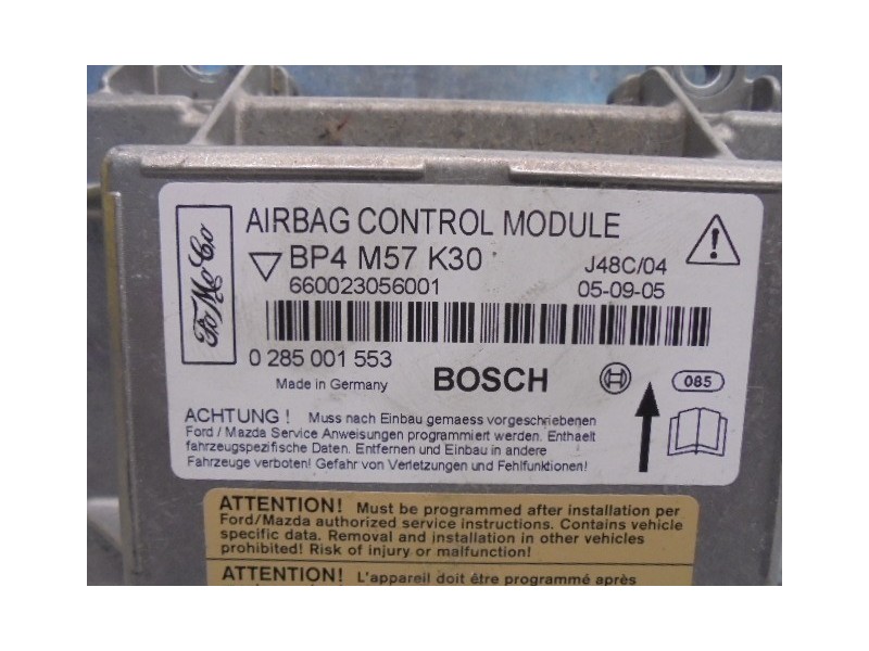 Recambio de centralita airbag para mazda 3 berlina (bk) 1.6 16v cat referencia OEM IAM BP4M57K30 0285001553 BOSCH