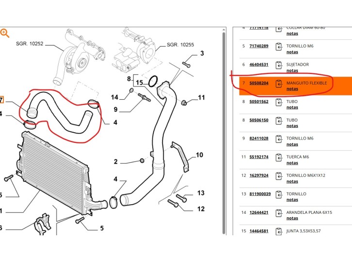 Recambio de tubo para alfa romeo 159 (140) 1.9 jtdm 16v elegante referencia OEM IAM 50508204 50508204 