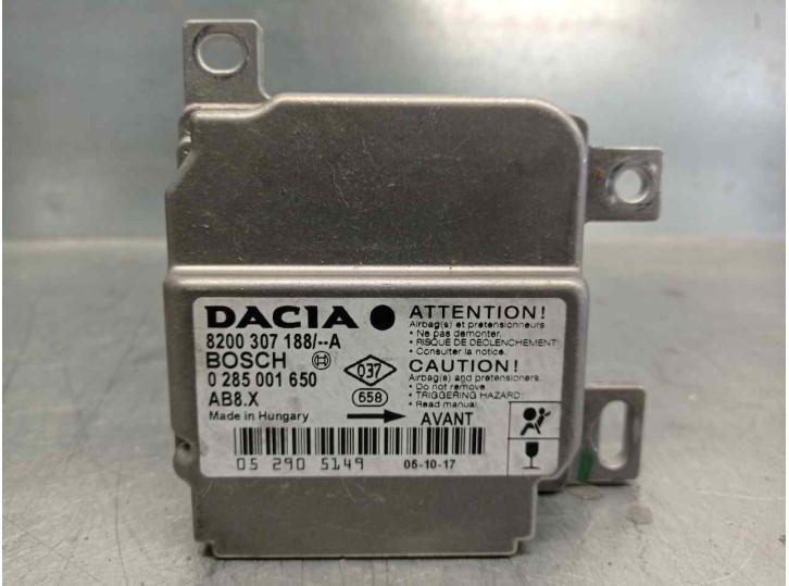 Recambio de centralita airbag para dacia logan ambiance referencia OEM IAM 8200307188A 0285001650 BOSCH