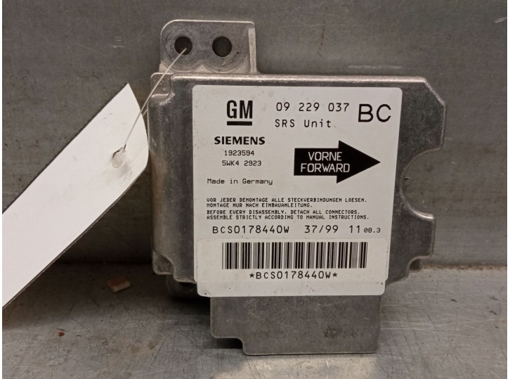 Recambio de centralita airbag para opel astra g berlina 1.6 referencia OEM IAM 09229037 BCS017844OW 