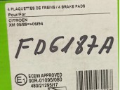 Recambio de pastillas de freno para citroën xm berlina referencia OEM IAM FD6187A  VALEO