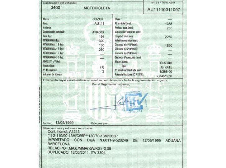 suzuki an 400 / burgman del año 1999