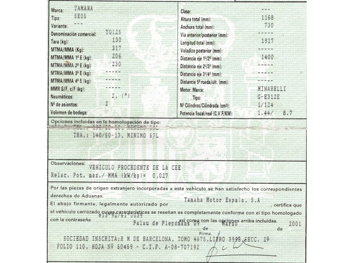 yamaha yp 125 r majesty del año 2001