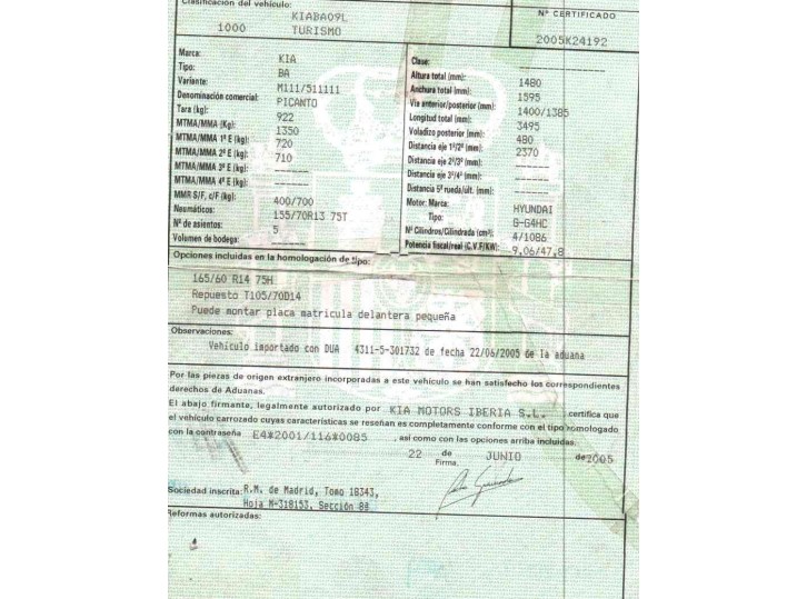 kia picanto i (sa) del año 2005