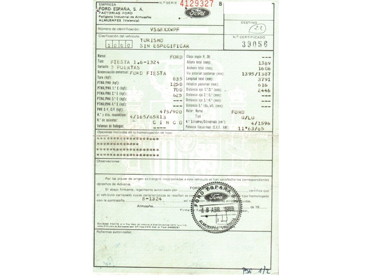 ford fiesta berl./courier del año 1991