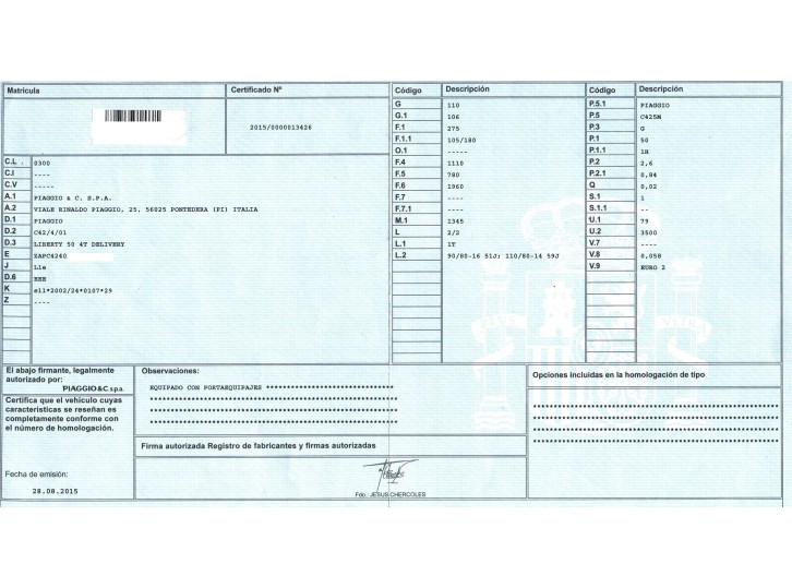 piaggio (vespa) liberty del año 2015