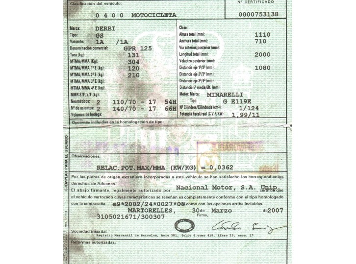 derbi gpr 125 del año 2007