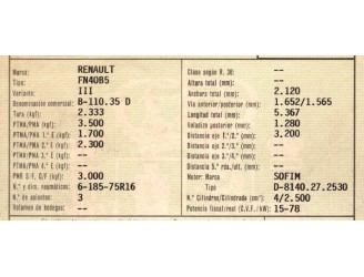 renault b 110 - 35 / 50 / 60 del año 1991