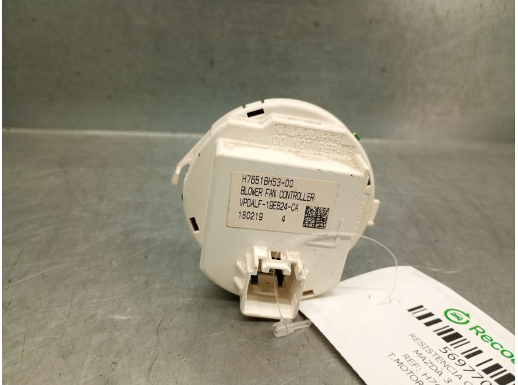 Replacement heater resistor for Mazda 3 lim. (BL) 2.2 turbodiesel cat OEM IAM reference H7651BHS300 H7651BHS300 