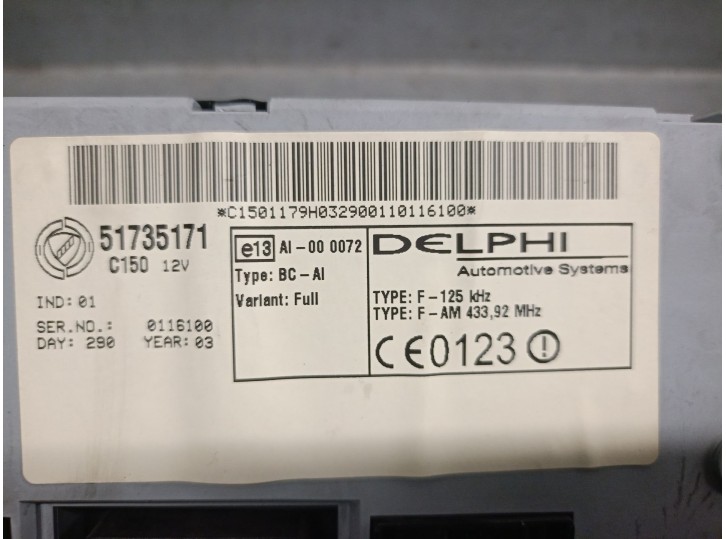 Recambio de modulo electronico para fiat punto (188_) 1.9 jtd referencia OEM IAM 51735171  51735171 DELPHI