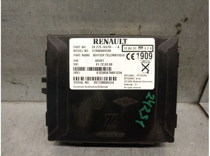 Recambio de modulo electronico para renault fluence z.e. referencia OEM IAM 282757437R 282757437R 