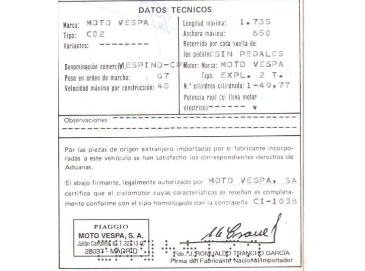 vespa et del año 2002
