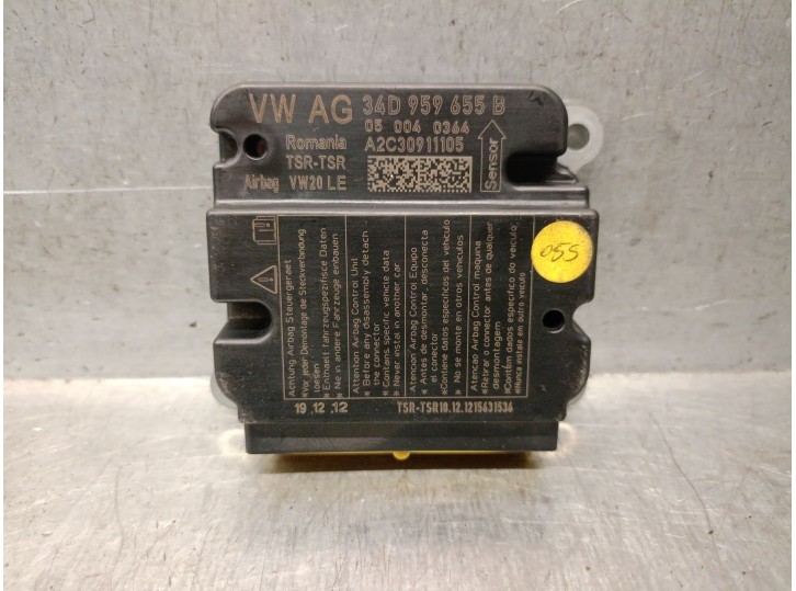 Replacement airbag control unit for Skoda Rapid (NH3, NK3, NK6) 1.6 OEM IAM reference 34D959655B A2C30911105