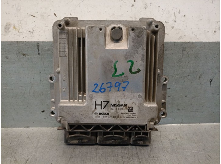 Replacement engine control unit (ECU) for Nissan Qashqai I (J10, NJ10) 1.6 dCi, OEM/IAM references 23710BB58E 0281019035